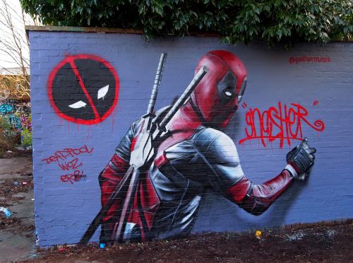 Deadpool woz ere de @GnasherMurals - Gnasher Graffiti Murals in UK#deadpool #deadpoolmovie