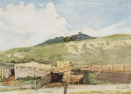 Siberian landscape. Torgoshyno., 1873, Vasily SurikovMedium: pencil,watercolor,paper