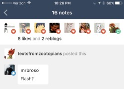 Textsfromzootopians:  1. No It Ain’t Flash 2. Just Like With Nick, Judy Is Too