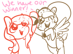 sosweetponies:  Red Flavor is our winner! She will star in the SoSweet portfolio, with all of her red jelly goodness, thanks to all of your votes. More ponies will be announced for voting later! note: losers of the polls will be mulched and then fed to