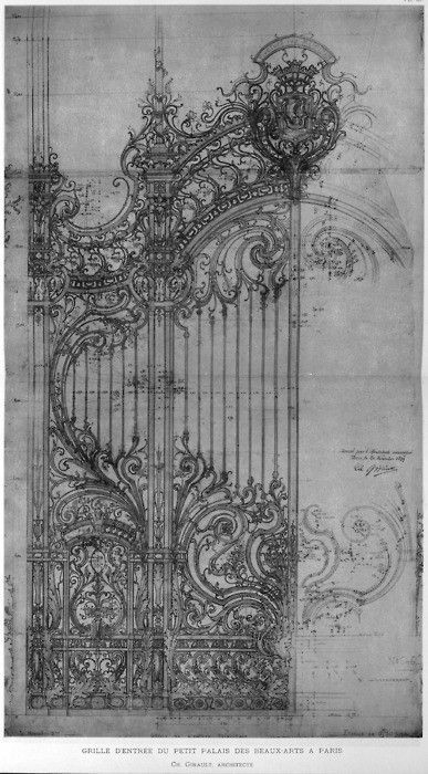 meynframe:Plans of the cast-iron gate for the Petit Palais de Beaux-Arts in Paris | Charles-Louis Gi