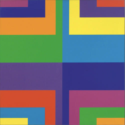 spacecamp1:Carlo Vivarelli, Diagonal zentripetale Gruppen in 8 (ex-travertiert), 1968-69, Acrylic on