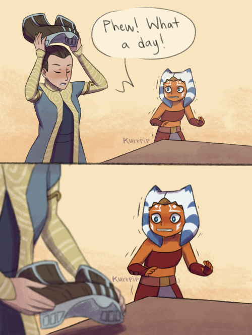 kurrpip:Ahsoka vs. hairThere’s that one clone wars episode where Padme just casually pops off her wi