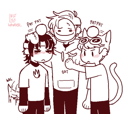 wanderlustlily: Dream and his honorary dogboy and catboy (cute doodle I did for a friend the ot