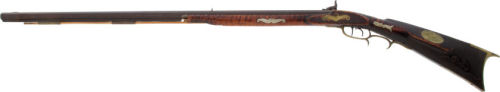 Relief carved and embellished half stock percussion Pennsylvania rifle crafted by James Lilly of Fay
