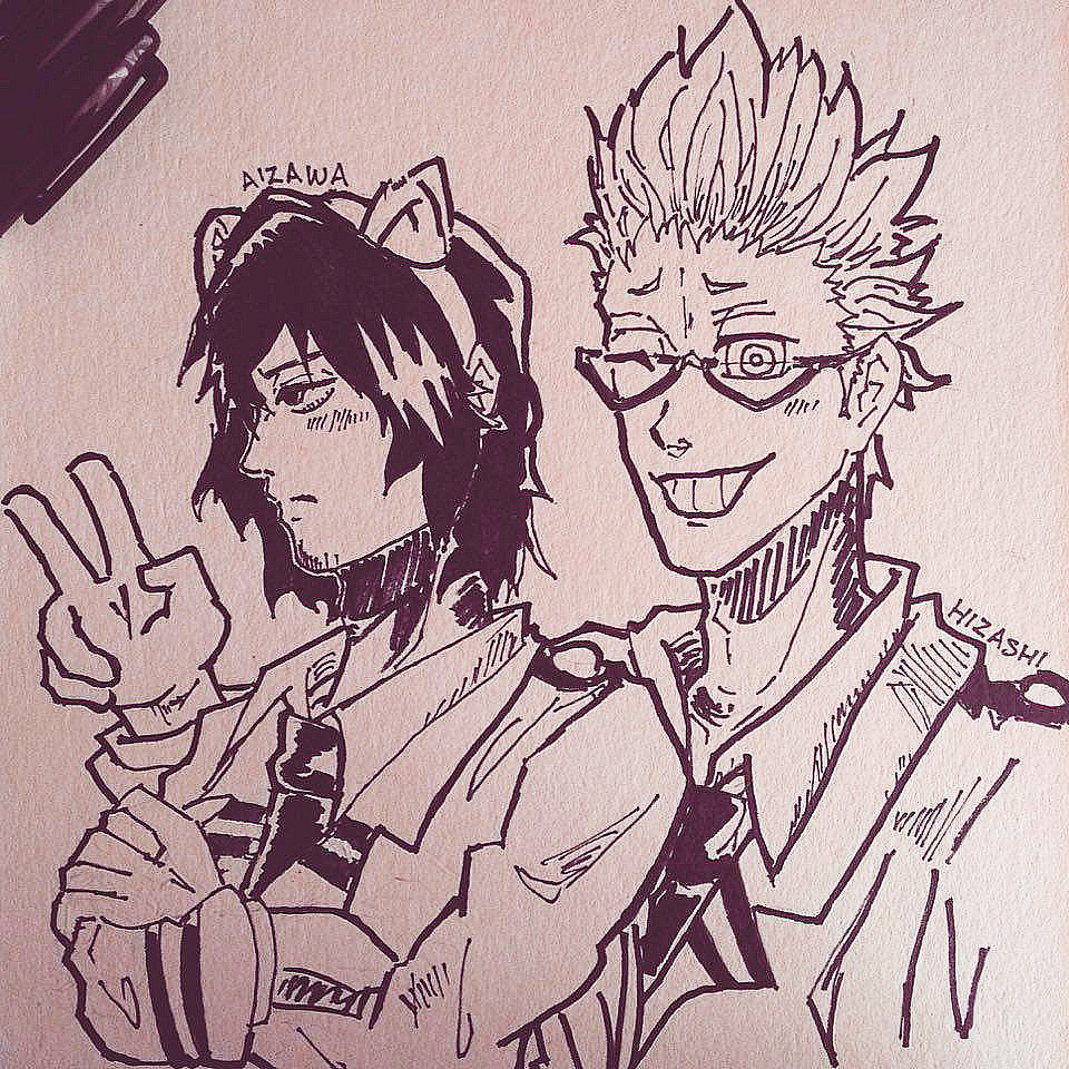 burrito-aizawa-sensei:Last two inktobers and a Maizawa in the ugliest scarf I’ve