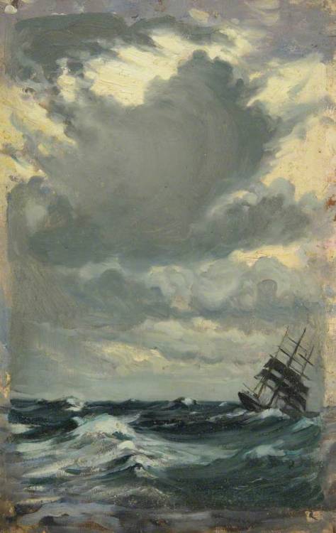 A Barque in a Heavy Sea  -  John Everett ,late 19th C–early 20th .British 1876-1949