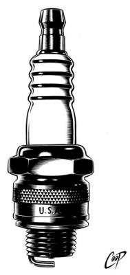 motocult:  positiveape:  isaidscreamifyouwannagofaster:  Spark plug. Art by Coop.  Hey, that’s me  I have this tattooed on my arm 