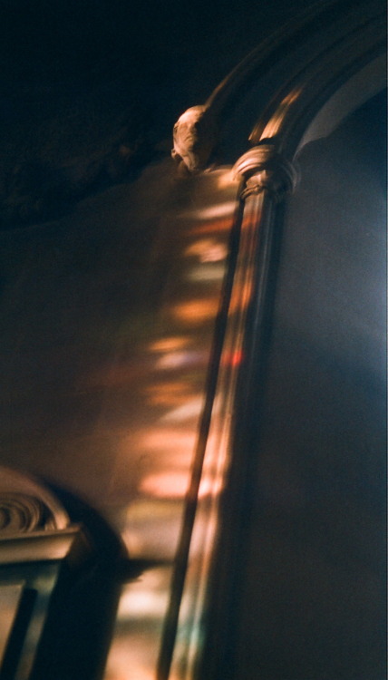 Sun shining through the stained glass at St Mary Abbots church, around 3pmKensington, London / 2016f