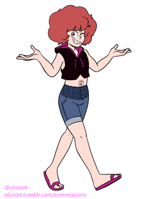 Flat color lineart commission for @msbeastlyeevee of their human AU version of Pink!