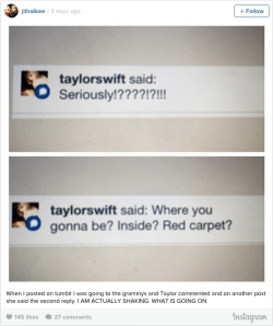 mashable:Taylor Swift tracked down a fan at the Grammys, because that’s what she doesShe strikes again! You just never know when T-Swift will be #Taylurking!