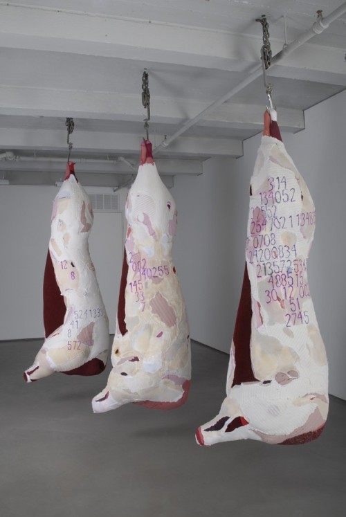 artthatremindsmeofhannibalnbc:Tamara Kostianovsky, Abacus, 2008Discarded clothing, metal hooks