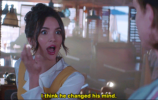 GIF FROM PILOT EPISODE OF NANCY DREW WITH BESS SAYING "I THINK HE CHANGED HIS MIND."