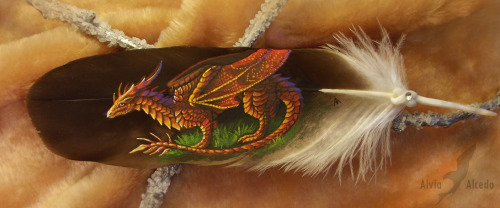 Sunset Dragon - Feather Painting By Alvia Alcedo (DeviantArt)