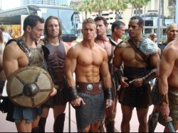 betterofallevils:  sir-hathaway:  please tell me this is the xena reboot.  James Elis and crew dressed as Gladiators for Comic Con. Wonder if it’s a show thing or a for the fuck of it thing.