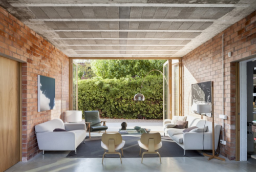 cjwho:  House 1101 by H Arquitectes | via In 2013, architects working at the Spanish agency H Arquitectes has built this family house located in Sant Cugat del Vallès, in Barcelona. The design works on matters, mixing concrete, red brick, old wood with