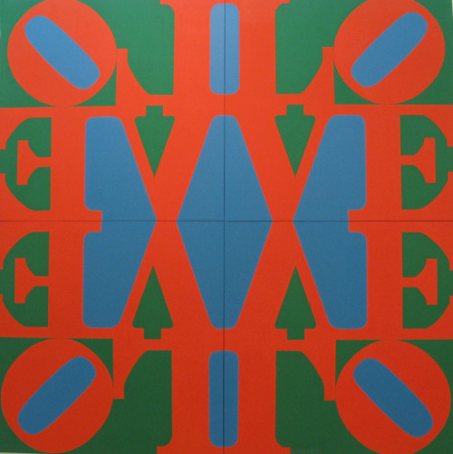Robert Indiana, The Great Love, 1966. Oil on canvas. Via Flickr.