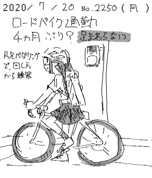 umiusi:「絵日記 2020/07/20 ロードバイク通勤」