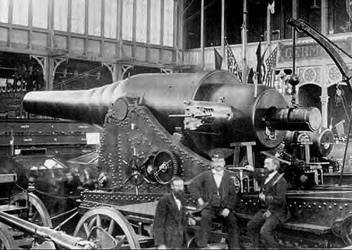 German Krupp gun on display at the Philadelphia Centennial Exposition in 1876.