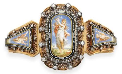  Diamond & Enamel Cherub Bracelet, 1870