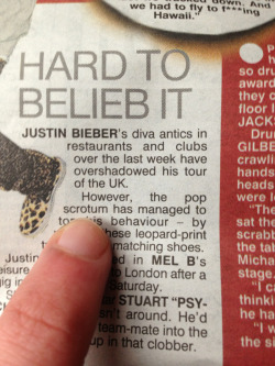 stephensbeard1993:  The Irish media just called Justin beiber a scrotum  I&rsquo;ve never been this proud of my country