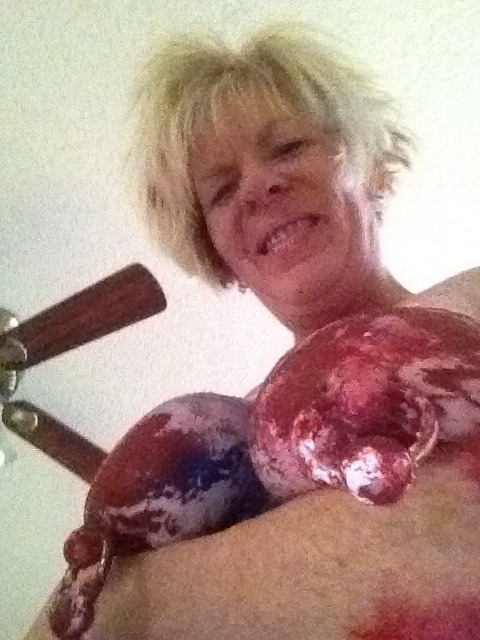 piercednipplegirls: GTO Blondie’s painted pierced tits! Such a smile! ;-)