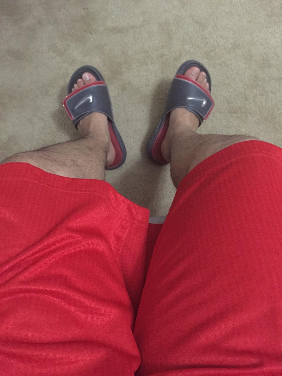 elitesocks95:  Nike shorts and slides #slides #feet#shorts