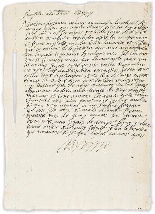 A letter from Catherine de Medici to Louis de Saint-Gelais de Lansac who served as a diplomat and po
