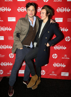 willoughbooby:  HQ // Harry Styles and Zach Braff at the premiere of ‘Wish I Was Here’ at 2014 Sundance Film Festival in Park City, Utah // 18 January 2014 