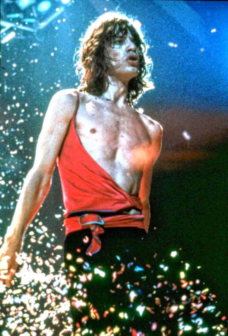 soundsof71:  Glittery glam Mick Jagger, 1976, by Michael Putland 