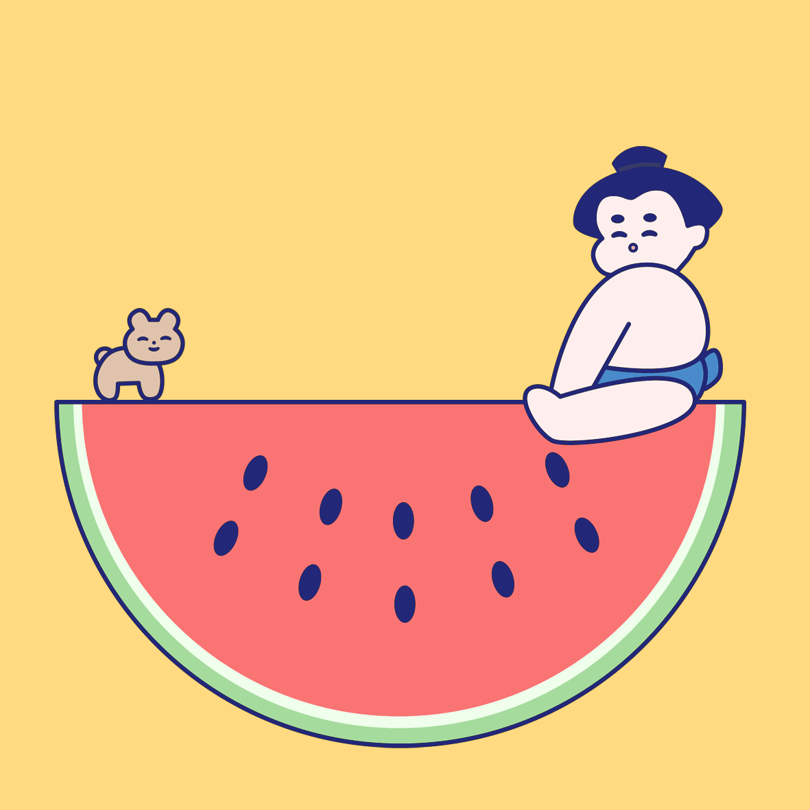 佐知子  gif Sachiko Oguri illustration | おおぐりさちこ — July 27th is watermelon day in  Japan🇯🇵🍉🐻💛