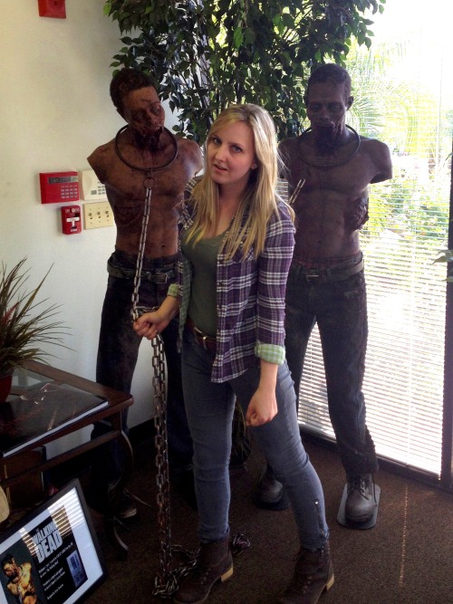 carol-on:  Photo collection from when I toured Greg Nicotero’s offices and workshop last year. (1) Panorama of Greg’s office, (2) Posing with replicas of Michonne’s pets, (3) In-progress replica of the Well Walker, (4) Greg trying to make bitten