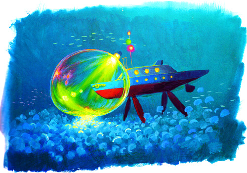  Concept Sketches for Ponyo: A view beneath the waves. Click for detail. 