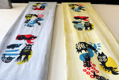 New project I made with Kaori! “Spirit chimeras” silkscreen print on a natural dyed cott