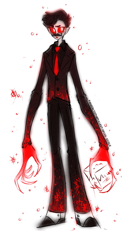 Red Ender Mumbo from my fic! Spoooky long boy covered in redstone dust! Don’t mind the uncoloured bl