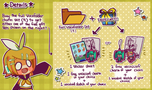 winter-cakes:To celebrate the opening of my storenvy (http://yukikiku.storenvy.com), I’ll be holding a promotion!!This promotion will start from 13 February to 1 March!!The sticker sheet and The Vocascarf charms are only obtainable as a free gift from