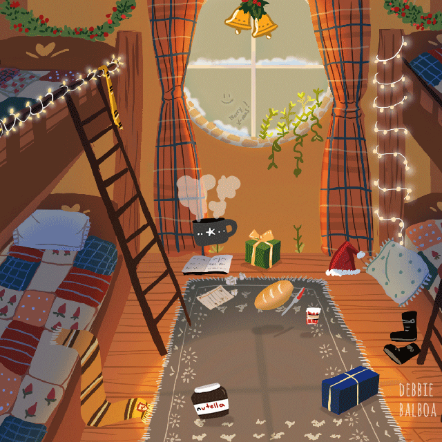 debbie-sketch:Hogwarts Houses rooms in the Holidays season ヾ☆*。