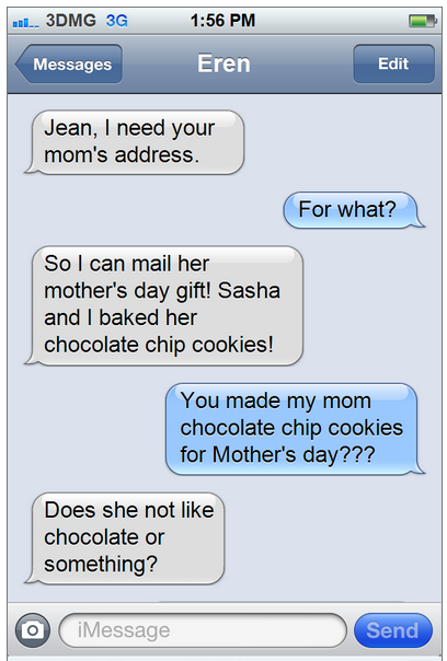 textsfromtitanfood:  Jean, your mom is like the only mom in the anime you have to