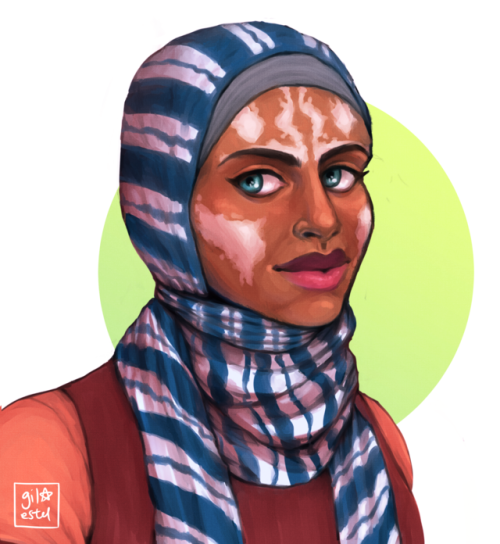 gil-estel: modern au ahsoka that turned into painting practice (with bonus process gif)