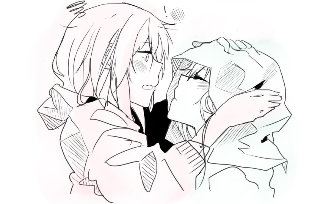 azure-zer0:  Forehead Kiss - Negitoro A small gift for a friend, I’ve been so busy