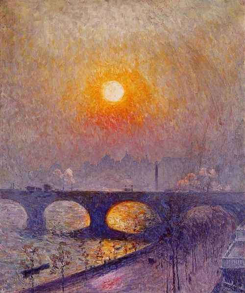 fravery: “Sunset over the Waterloo Bridge”, 1916. Emile Claus, 1849 - 1924.