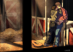 cris-art:  Another fan art from Cowboy AU, I imagine this scene is where Billy dared to take the first step after an excruciating wait. I hope you like it! ♥