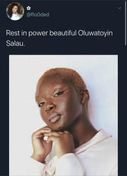 tamara-cleo:okayysophia:Rest in peace my sister, Oluwatoyin Salau🕊Fly high darling✨