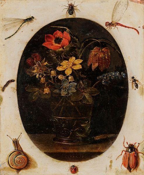 Bouquet de fleurs dans un vase entouré d'insectesClara Peeters (Flemish, b. ca. 1589–d. ca. 1657)