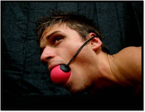 My what a BIG ball gag you have!  macrobw: adult photos