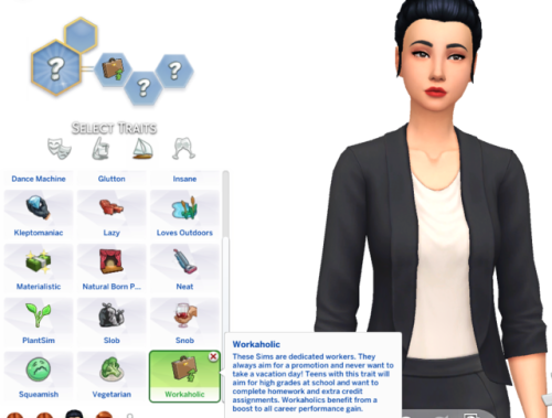 The Sims 4 Workaholic Custom Trait by SimmerSarahDescription: These Sims are dedicated workers. They