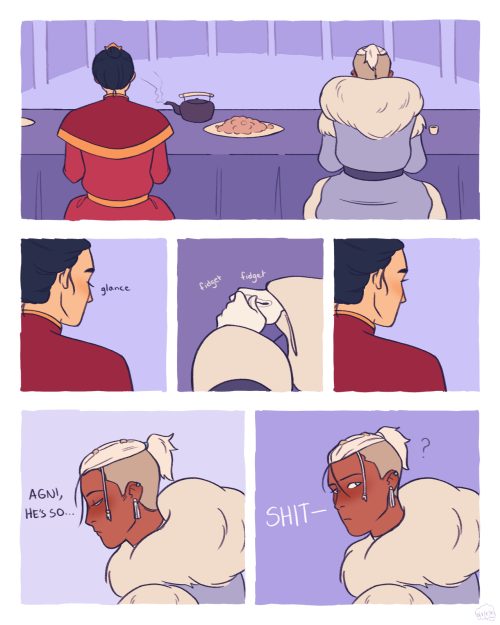 dickpuncherdraws:  more of my take on @peachieflame‘s moon spirit sokka au! zuko meets sokka at the welcome banquet for the fire nation delegation, and is immediately taken with him. unfortunately, zuko doesn’t make the best first impression.