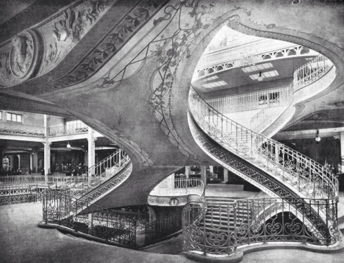 hadrians-view:Central Staircase in the Grands Magasins Dufayel department store, Paris, late 19th ce