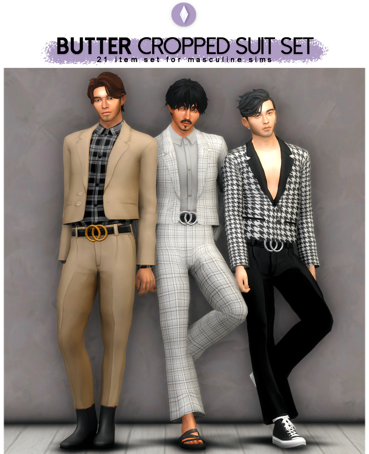 Maxis Match Male cc: nucrests: Butter Cropped Suit Set A cute yet...