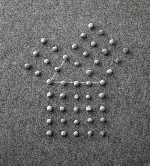 mathhombre:  vjeranski:  MEL BOCHNERMeditation on the Theorem of Pythagoras, 1972Hazelnuts and chalk